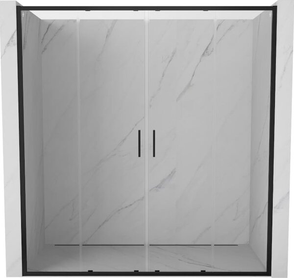 Mexen Exo dvojna drsna tuš vrata 170 cm, prozorna, črna - 8152-170-000-70-00