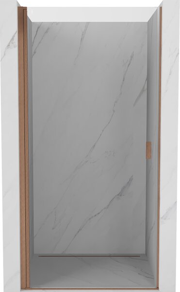 Mexen Mist-B 80 cm nihajna pršna vrata, prozorna, brušena medenina - 8A2-080-000-65-00