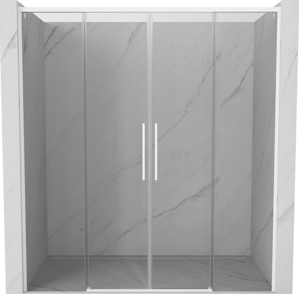 Mexen Rox Duo drsna tuš vrata 190 cm, prozorna, bela - 8C2-190-002-20-00