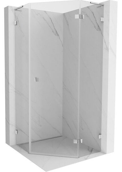 Mexen Lunar L petkotna kabinet za prhanje z desnim odpiranjem, 80 x 80 cm, prozoren, krom - 831L-080P-080L-01-00-P