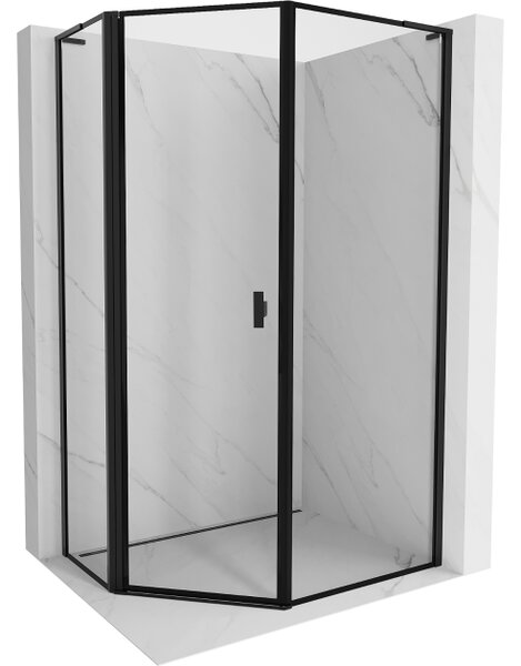 Mexen Mist L asimetrična petkotna pršna kabina nihajna leva 80 x 100 cm, črn okvir, črna - 8A8L-080-100-70-70-L