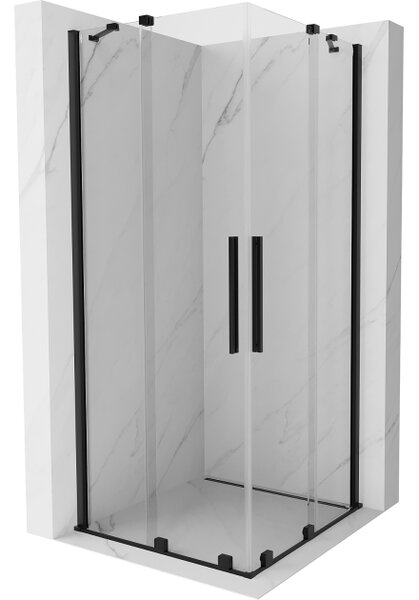 Mexen Velar Duo drsna tuš kabina 80 x 80 cm, prosojna, črna - 871-080-080-02-70