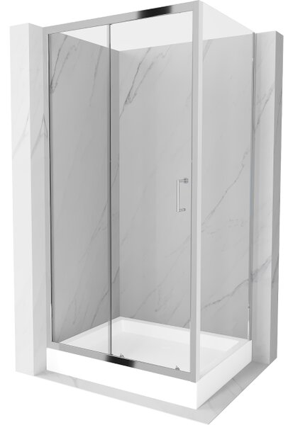 Mexen Apia drsna prha kabina 100 x 80 cm, prozorna, krom + tuš kad Rio - 840-100-080-01-00-4510