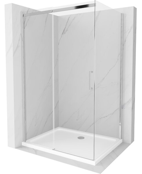 Mexen Omega drsna tuš kabina 100 x 80 cm, prosojna, krom + Flat tuš kad - 825-100-080-01-00-4010