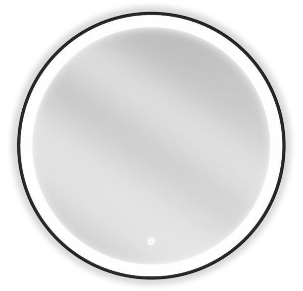 Mexen Esso osvetljeno kopalniško ogledalo, okroglo 70 cm, LED 6000K, proti megli, črn okvir - 9825-070-070-611-70