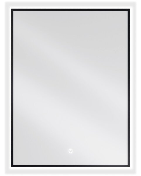 Mexen Erma osvetljeno kopalniško ogledalo 60 x 80 cm, LED 6000K, proti kondenzaciji, črn okvir - 9814-060-080-611-70