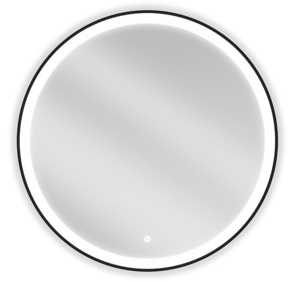 Mexen Esso osvetljeno kopalniško ogledalo, okroglo 80 cm, LED 6000K, proti meglenju, črn okvir - 9825-080-080-611-70