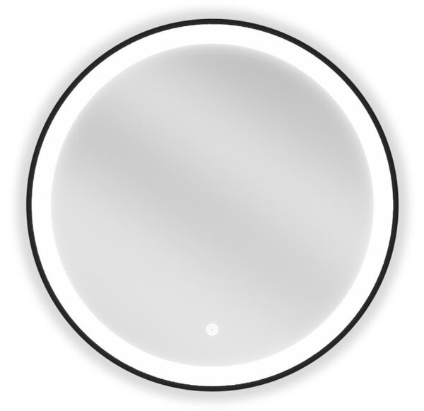 Mexen Esso ogledalo za kopalnico z osvetlitvijo, okroglo 60 cm, LED 6000K, antikondenz, črn okvir - 9825-060-060-611-70