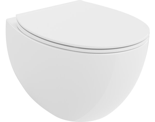 Mexen Egg wc školjka Rimless s tankim sedežem iz duroplasta, beli sijaj - 30245000