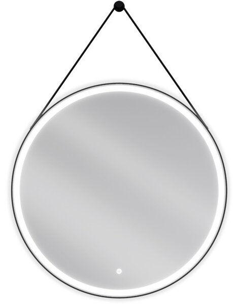 Mexen Reni osvetljeno kopalniško ogledalo, okroglo 80 cm, LED 6000K, proti megli, črn okvir - 9812-080-080-611-70