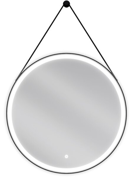 Mexen Reni osvetljeno okroglo kopalniško ogledalo, 70 cm, LED 6000K, proti megli, črn okvir - 9812-070-070-611-70