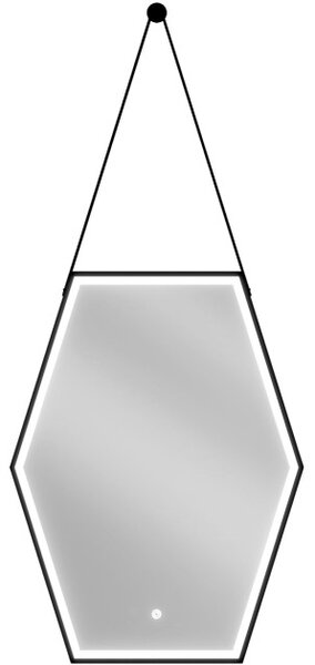 Mexen Orla kopalniško ogledalo z osvetlitvijo 60 x 80 cm, LED 6000K, proti megli, črn okvir - 9815-060-080-611-70