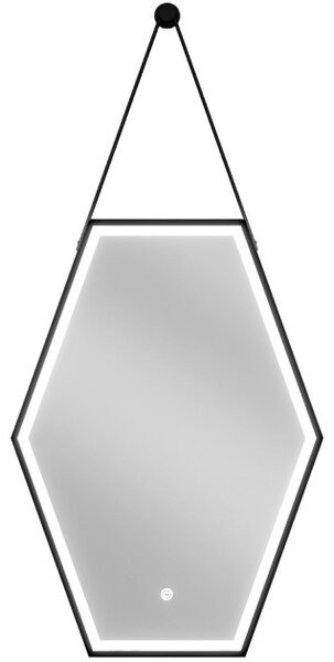 Mexen Orla kopalniško zrcalo z osvetlitvijo 50 x 70 cm, LED 6000K, proti rosenju, črn okvir - 9815-050-070-611-70