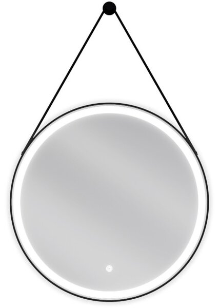 Mexen Reni osvetljeno okroglo kopalniško ogledalo, 60 cm, LED 6000K, proti megli, črn okvir - 9812-060-060-611-70