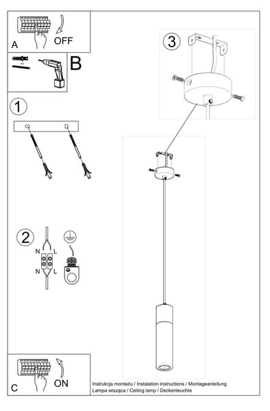 Siva viseča svetilka ø 7 cm Susanna – Nice Lamps