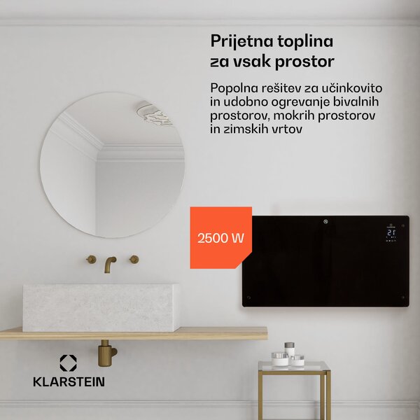 Klarstein Bansin Crystal Smart, konvektorski grelnik, 2500 W, 5 - 50 °C, aplikacijski nadzor