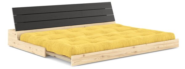 Rumena raztegljiva sedežna garnitura iz rebrastega žameta 196 cm Base – Karup Design