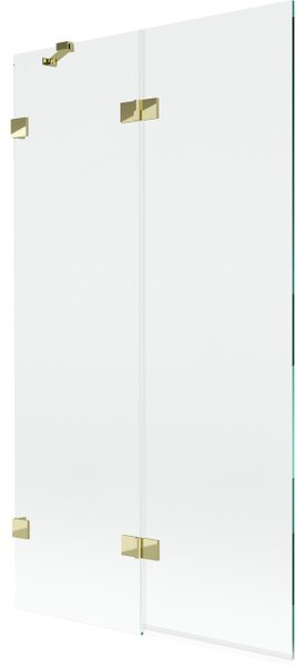 Mexen Lunar Dvokrilni leve kopalniški paravan 100 x 150 cm, prozoren, zlat - 897-100-100-50-00-L
