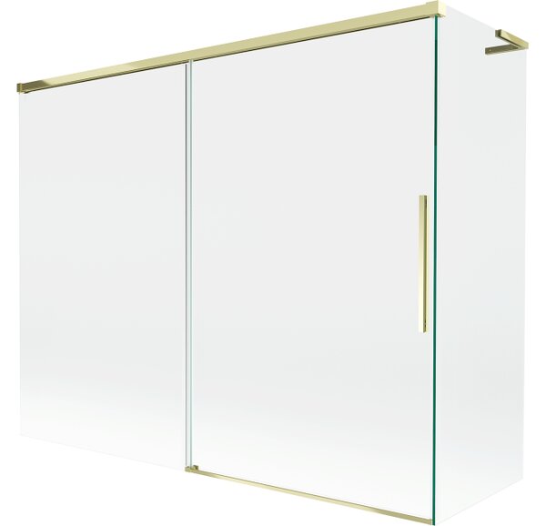 Mexen Rox L raztegljiv 2-krilni kopalniški paravan 190 + 80 x 150 cm, prozoren, zlat - 8C9L-190-080-50-00