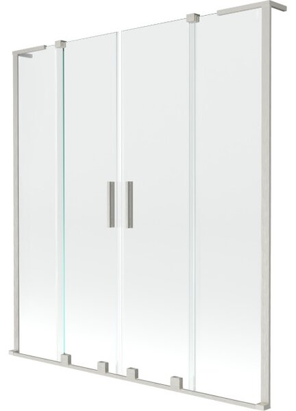 Mexen Velar L Duo kopalni zaslon za kopalno kad 2-krilni drsni 150 x 150 cm, prozoren, brušen nikel - 896-150-003-02-97