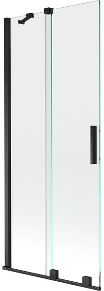 Mexen Velar dvojna kopalna zaslonka za kad, drsna 80 x 150 cm, prozorna, črna - 896-080-000-01-70