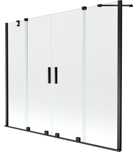 Mexen Velar Duo paravan za kopalno kad z 2 pomičnima vratoma 170 x 150 cm, transparenten, črn - 896-170-000-02-70