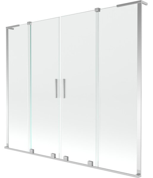Mexen Velar L Duo paravan za kad 2-krilni drsni 180 x 150 cm, prozoren, krom - 896-180-003-02-01