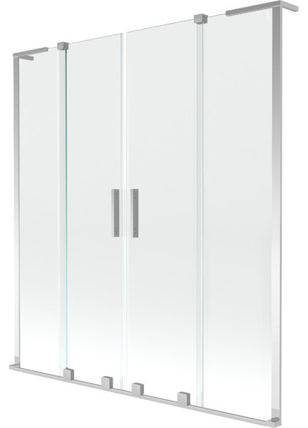 Mexen Velar L Dvojna kopalna zaslonka za kad, 2-krilna drsna 140 x 150 cm, prozorna, krom - 896-140-003-02-01