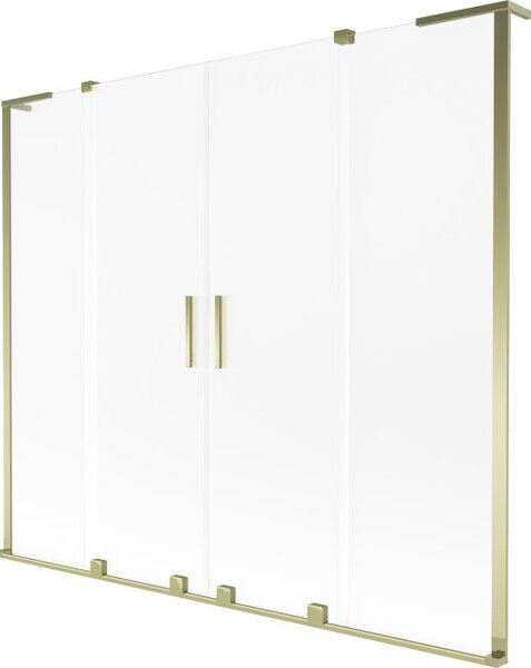 Mexen Velar L Duo paravan za kad 2-krilni drsni 200 x 150 cm, mraz, zlato - 896-200-003-32-50