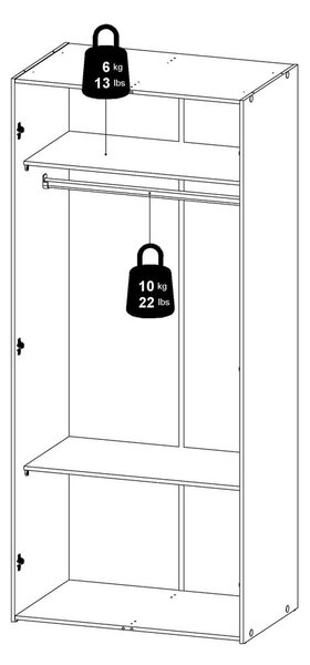 Bela garderobna omara 78x175 cm Space – Tvilum