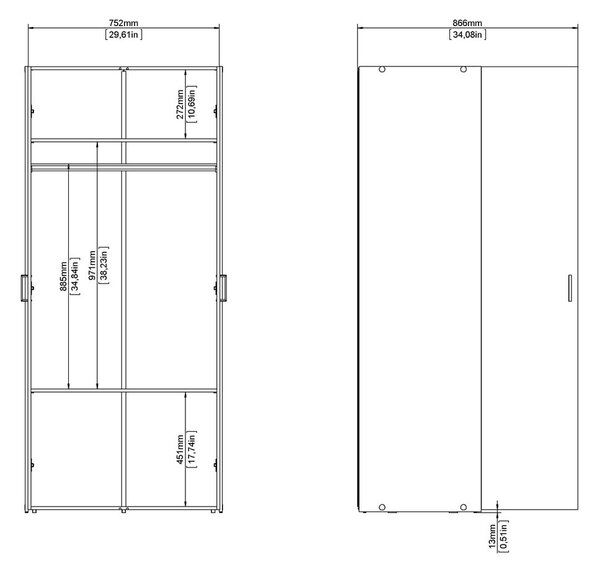 Bela garderobna omara 78x175 cm Space – Tvilum