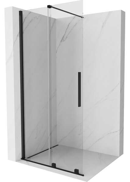 Mexen Velar Drsna tuš stena Walk-in 75 x 200 cm, prozorna 8 mm, črna - 871-075-000-03-70