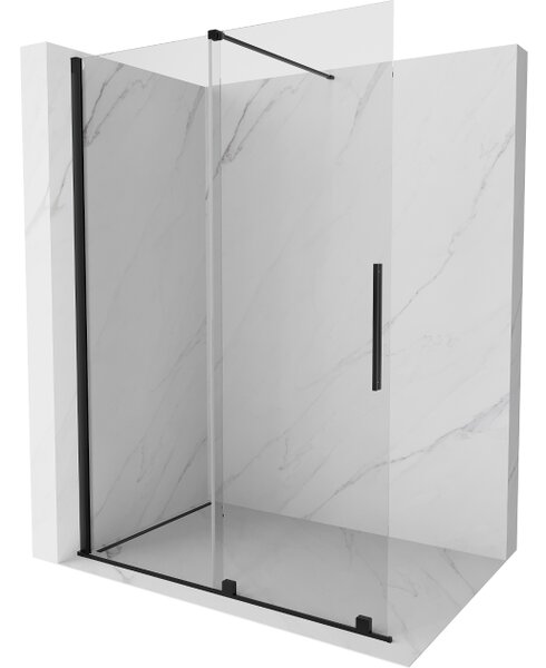 Mexen Velar drsna tuš stena Walk-in 130 x 200 cm, prozorna 8 mm, črna - 871-130-000-03-70