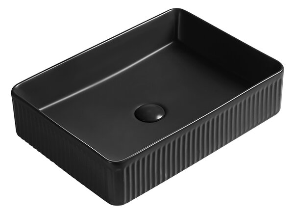 Mexen Grovo naložni umivalnik z rebrastim vzorcem 50 x 34 cm, mat črna - 22305085