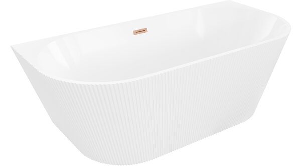 Mexen Oris prostostoječa stenska rebrasta kopalna kad 150 x 75 cm, bela, satenast baker - 52871507500-65