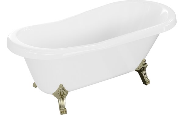 Mexen Retro samostoječa kad 150 x 73 cm, bela, zlate noge - 53251507300-50