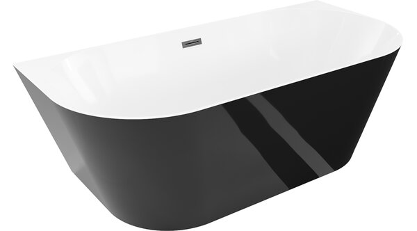 Mexen Oval Slim prostostoječa ob steni kopalna kad 170 x 80 cm, bela/črna, črni preliv - 52661708075-70