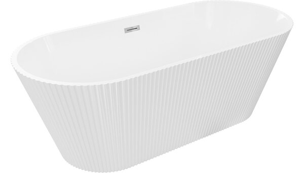 Mexen Yara prostoječa kad z rebrasto strukturo 170 x 75 cm, bela, krom preliv - 52861707500-01