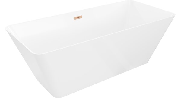 Mexen Velo Slim prostoječa kad 170 x 75 cm, bela, preliv iz brušenega bakra - 52811707500-65