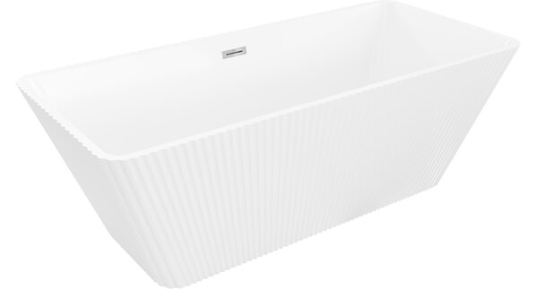 Mexen Tava samostoječa rebrasta kad 170 x 75 cm, bela, preliv kromirana - 52851707500-01