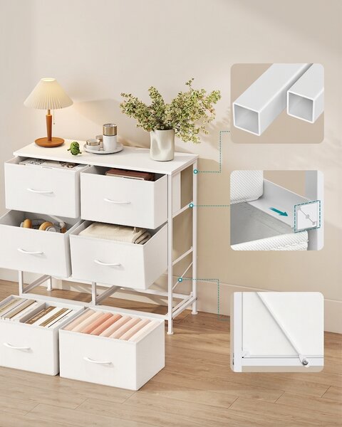 Komoda s tekstilnimi predali VELMIO 77 x 74 cm, bela