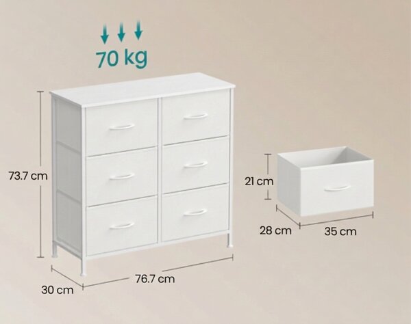 Komoda s tekstilnimi predali VELMIO 77 x 74 cm, bela