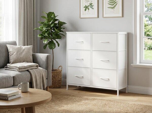 Komoda s tekstilnimi predali VELMIO 77 x 74 cm, bela