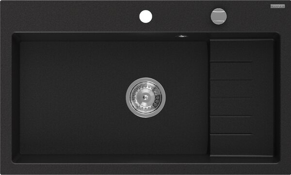 Mexen Omar granitno pomivalno korito z enojno komoro 800 x 480 mm, črno, sifon krom - 6520801005-77