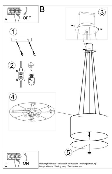 Bela viseča svetilka s tekstilnim senčnikom ø 50 cm Volta – Nice Lamps