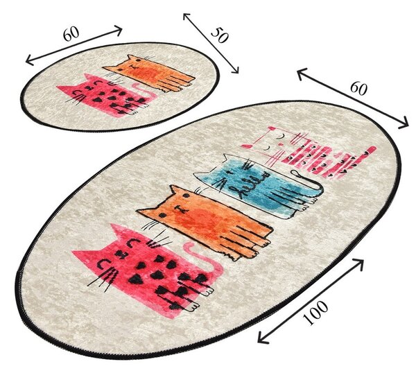 Svetlo rjave kopalniške preproge v kompletu 2 ks 60x100 cm Baby Cats – Foutastic