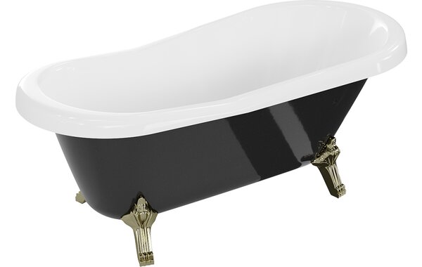 Mexen Retro Samostoječa kopalna kad 150 x 73 cm, bela/črna, zlate noge - 53251507375-50