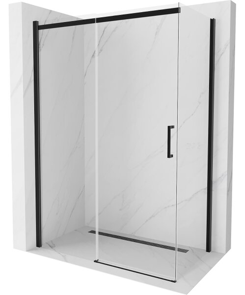 Mexen Omega drsna tuš kabina 130 x 70 cm, prozorna, črna - 825-130-070-70-00