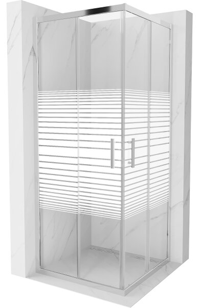 Mexen Rio Kvadratna tuš kabina 80 x 80 cm, bele črte, krom - 860-080-080-01-20