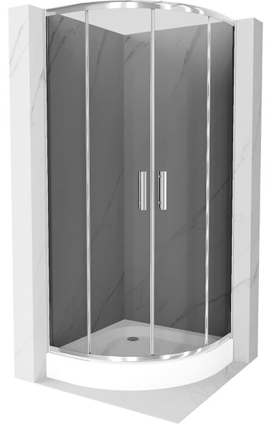 Mexen Rio polokrogla prha 70 x 70 cm, grafit, krom + pladenj, bel - 863-070-070-01-40-4710